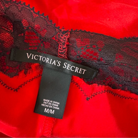 Vintage Y2K Victorias Secret Red Silk Black Lace Maxi Slip Dress NWT - Picture 12 of 13